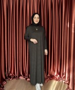 KAMPANYALI ÇİZGİLİ ELBİSE Haki