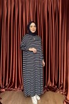KAMPANYALI ÇİZGİLİ ELBİSE Lacivert