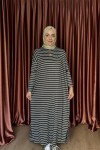 KAMPANYALI ÇİZGİLİ ELBİSE Yeşil