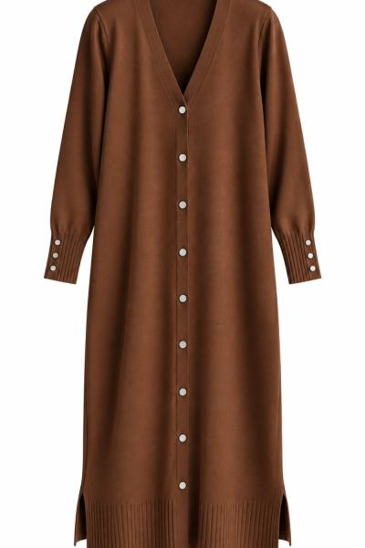 MERSERİZE HIRKA Kahverengi