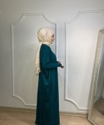 ÖRGÜ DESEN TRİKO ELBİSE Zümrüt