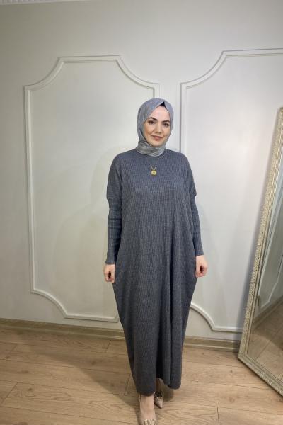 ÖRGÜ DESEN TRİKO ELBİSE Antrasit