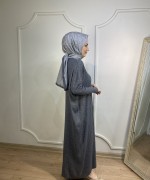 ÖRGÜ DESEN TRİKO ELBİSE Antrasit
