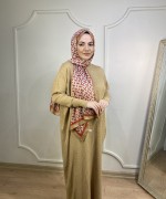 ÖRGÜ DESEN TRİKO ELBİSE Camel