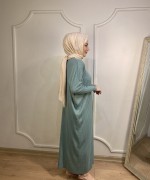 ÖRGÜ DESEN TRİKO ELBİSE Mint Yeşili