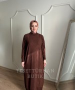 SAHRA MERSERİZE ELBİSE Kahverengi