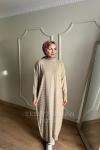 SAHRA MERSERİZE ELBİSE Taş Rengi