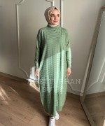 SAHRA MERSERİZE ELBİSE Fıstık Yeşili