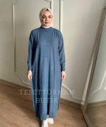 SAHRA MERSERİZE ELBİSE Mavi