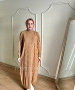 SAHRA MERSERİZE ELBİSE Camel
