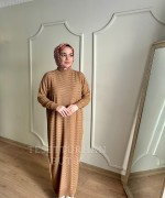 SAHRA MERSERİZE ELBİSE Camel
