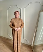 SAHRA MERSERİZE ELBİSE Camel