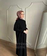 SAHRA MERSERİZE ELBİSE Siyah