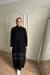 SAHRA MERSERİZE ELBİSE Siyah