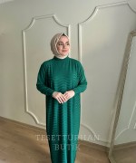 SAHRA MERSERİZE ELBİSE Zümrüt