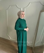SAHRA MERSERİZE ELBİSE Zümrüt