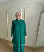 SAHRA MERSERİZE ELBİSE Zümrüt
