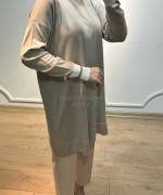 SİMLİ MERSERİZE TUNİK Taş Rengi