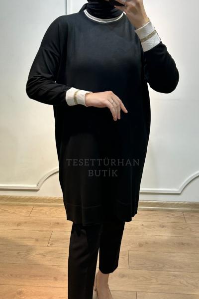 SİMLİ MERSERİZE TUNİK Siyah