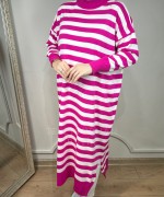 TRİKO ÇİZGİLİ TUNİK Pembe