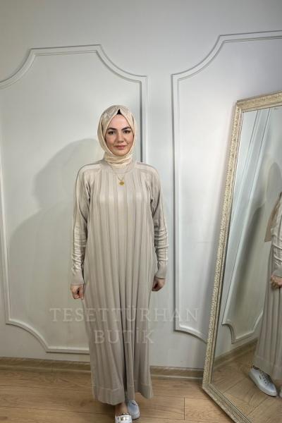 VANEZİA ELBİSE Taş Rengi